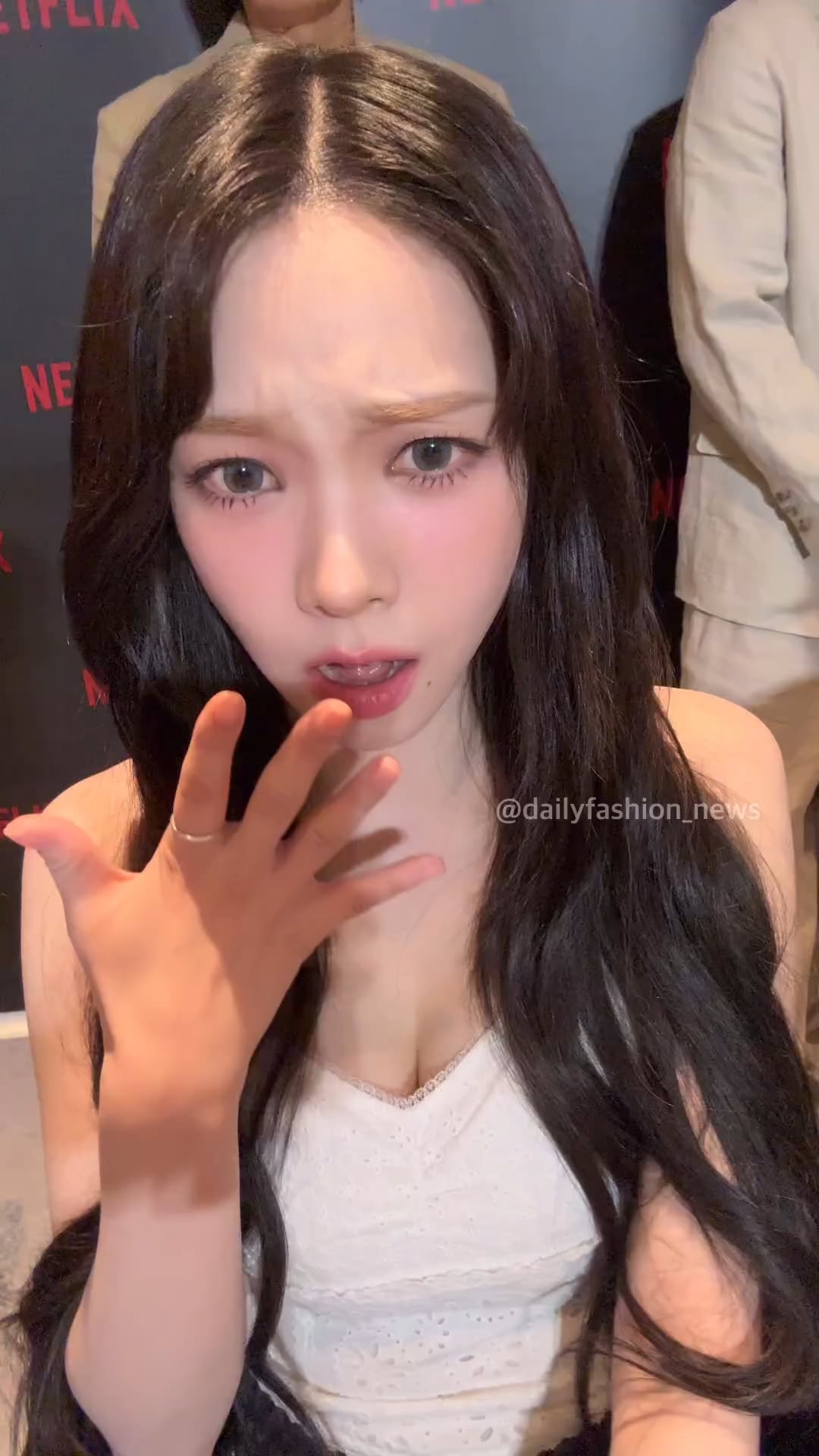240619 dailyfashion_news Instagram Reels Update with Karina - What was Jimin surprised to see? 👀 I met Karina at Agents of Mystery's Press Conference