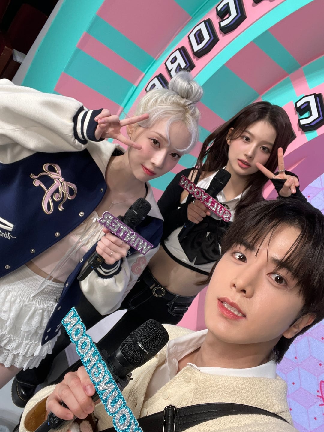 240602 MBC Music Core Twitter Update with Winter (with NMIXX Sullyoon & THE BOYZ Younghoon)