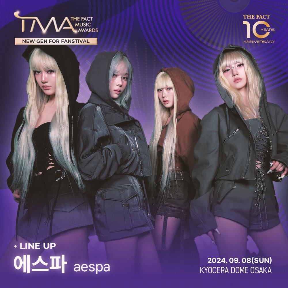 240722 aespa has been announced as part of the lineup for 'THE FACT MUSIC AWARDS' @ Kyocera Dome Osaka, Japan on September 8th