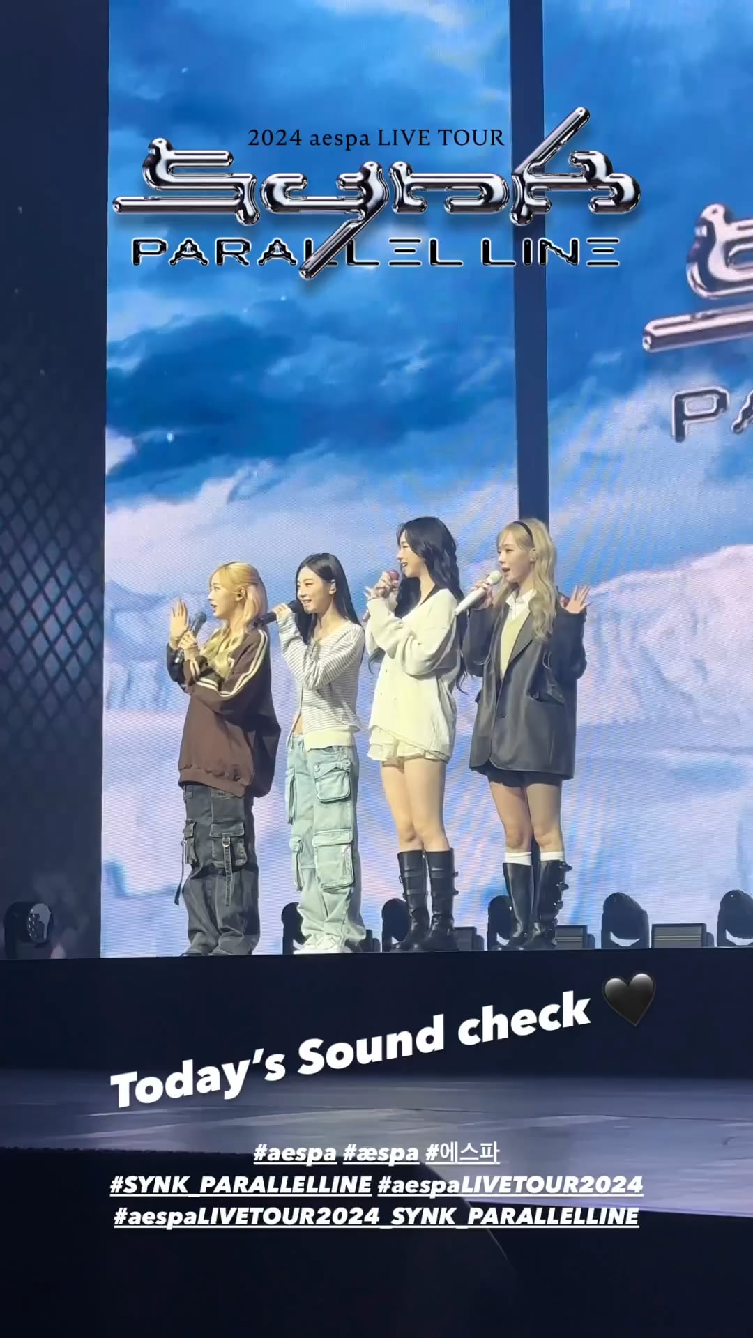 240830 aespa Instagram Story Update - Today's Sound check 🖤 2024 aespa LIVE TOUR – SYNK : PARALLEL LINE in SYDNEY DAY 1