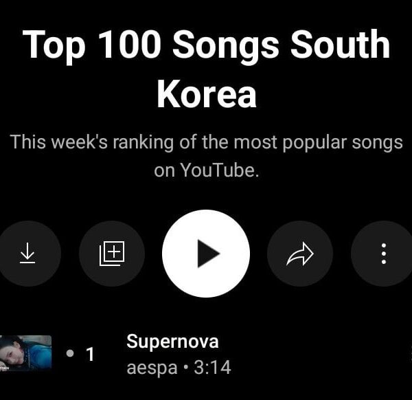 240901 aespa’s Supernova is now 2024 longest #1 charting song on YouTube Weekly Top Songs South Korea for 7 weeks!