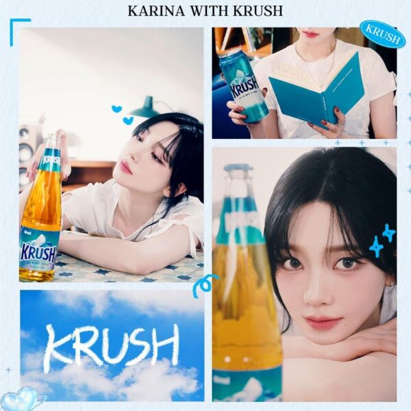 240912 Karina for Lotte Chilsung’s Kloud Krush - Summer goes by & September, fall is upon us. As the weather gets cooler, light (Easy drinking) Krush 🩵